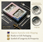 Korean Traditional Turtle Cutlery Set for 2 | Premium Stainless Steel 18/10 Gift Box with BoJagi Wrap