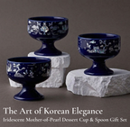 Korean Heritage Dessert Gift Set – Dessert Cup, Spoon & Bojagi Wrapping