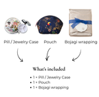 Korean Mother-of-Pearl Pill & Jewelry Case Gift Set – Pouch & Bojagi Wrapping