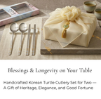 Korean Traditional Turtle Cutlery Set for 2 | Premium Stainless Steel 18/10 Gift Box with BoJagi Wrap