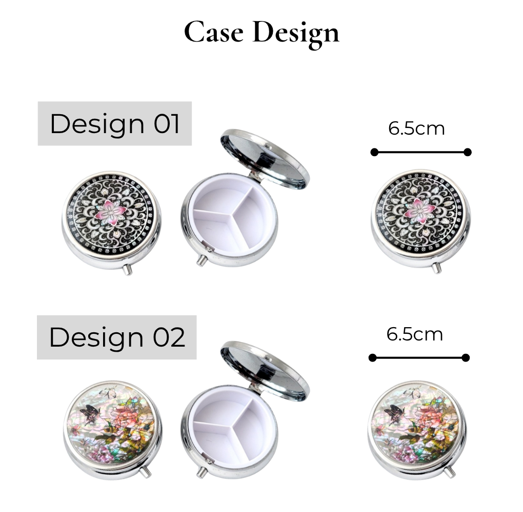 Korean Mother-of-Pearl Pill & Jewelry Case Gift Set – Pouch & Bojagi Wrapping