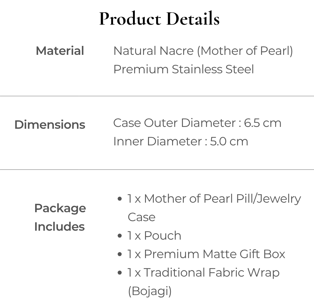 Korean Mother-of-Pearl Pill & Jewelry Case Gift Set – Pouch & Bojagi Wrapping