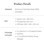 Korean Traditional Turtle Cutlery Set for 2 | Premium Stainless Steel 18/10 Gift Box with BoJagi Wrap