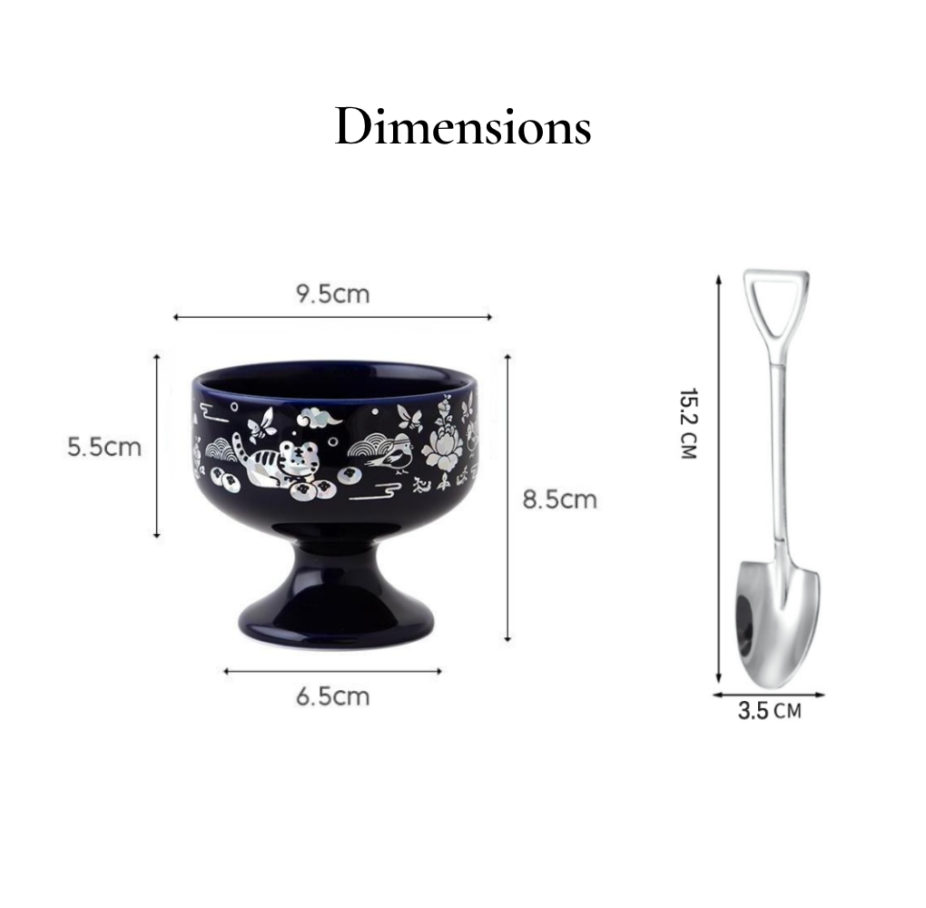 Korean Heritage Dessert Gift Set – Dessert Cup, Spoon & Bojagi Wrapping