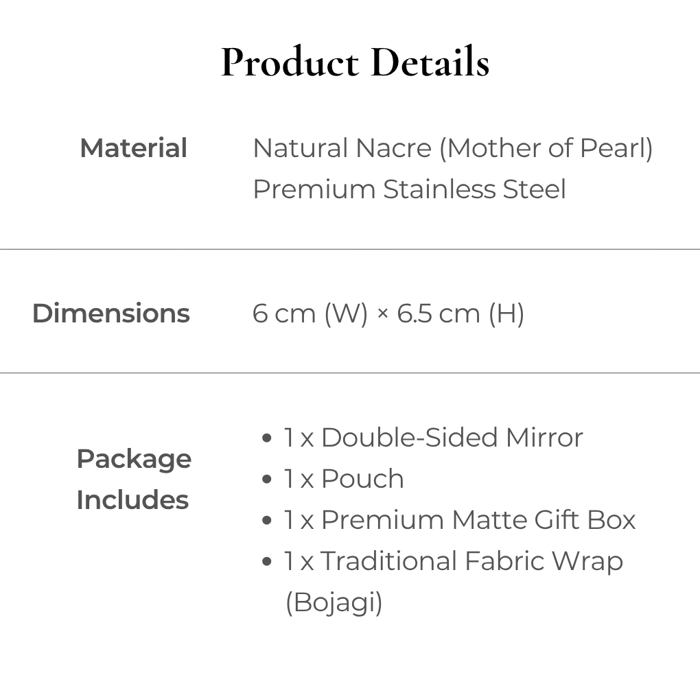 Korean Mother-of-Pearl Gift Set – Mirror, Pouch & Bojagi Wrapping